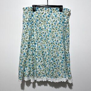 Dressbarn Womens Floral Midi Skirt 16W Cottagecore Spring Church White Eyelet